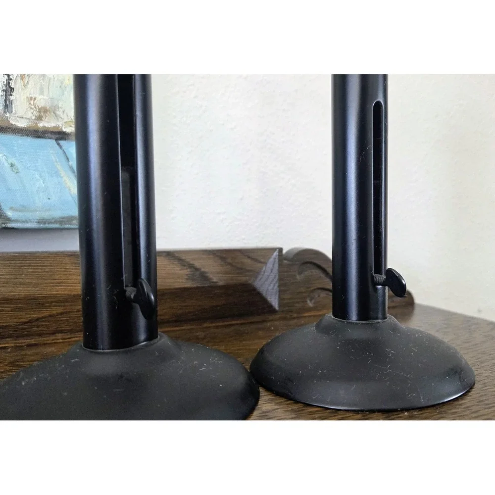Pair‎ of Vintage Black Iron Metal Push Up Candlestick Holder Cottage Lights